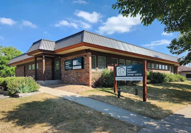 Lakes Area Pregnancy Support Center building photo in the summer of 2023, Staples Minnesota